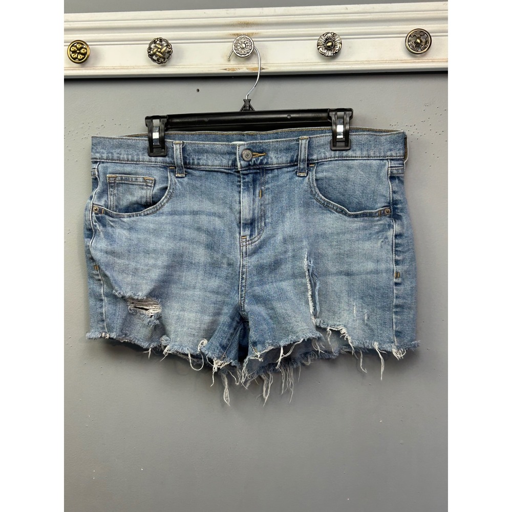 Old Navy Denim Shorts‎ Women 12 Blue Boyfriend Cutoff Distressed Frayed Ripped